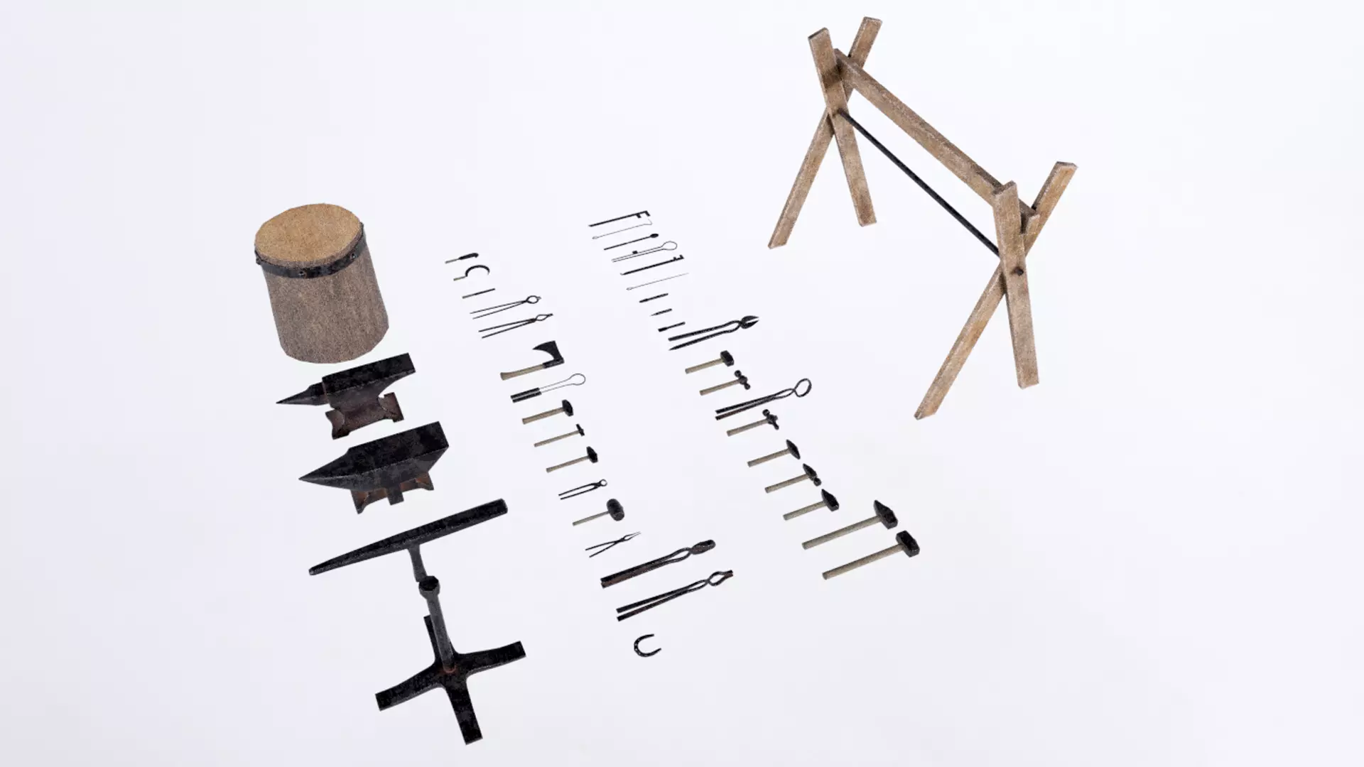 Blacksmith Tools Low-poly 3D model_0