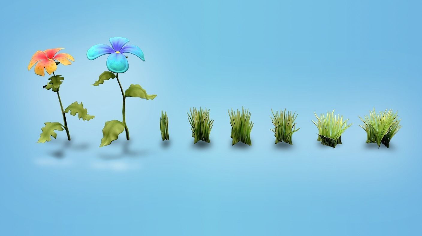 Low poly models of flowers and herbs Low-poly 3D model