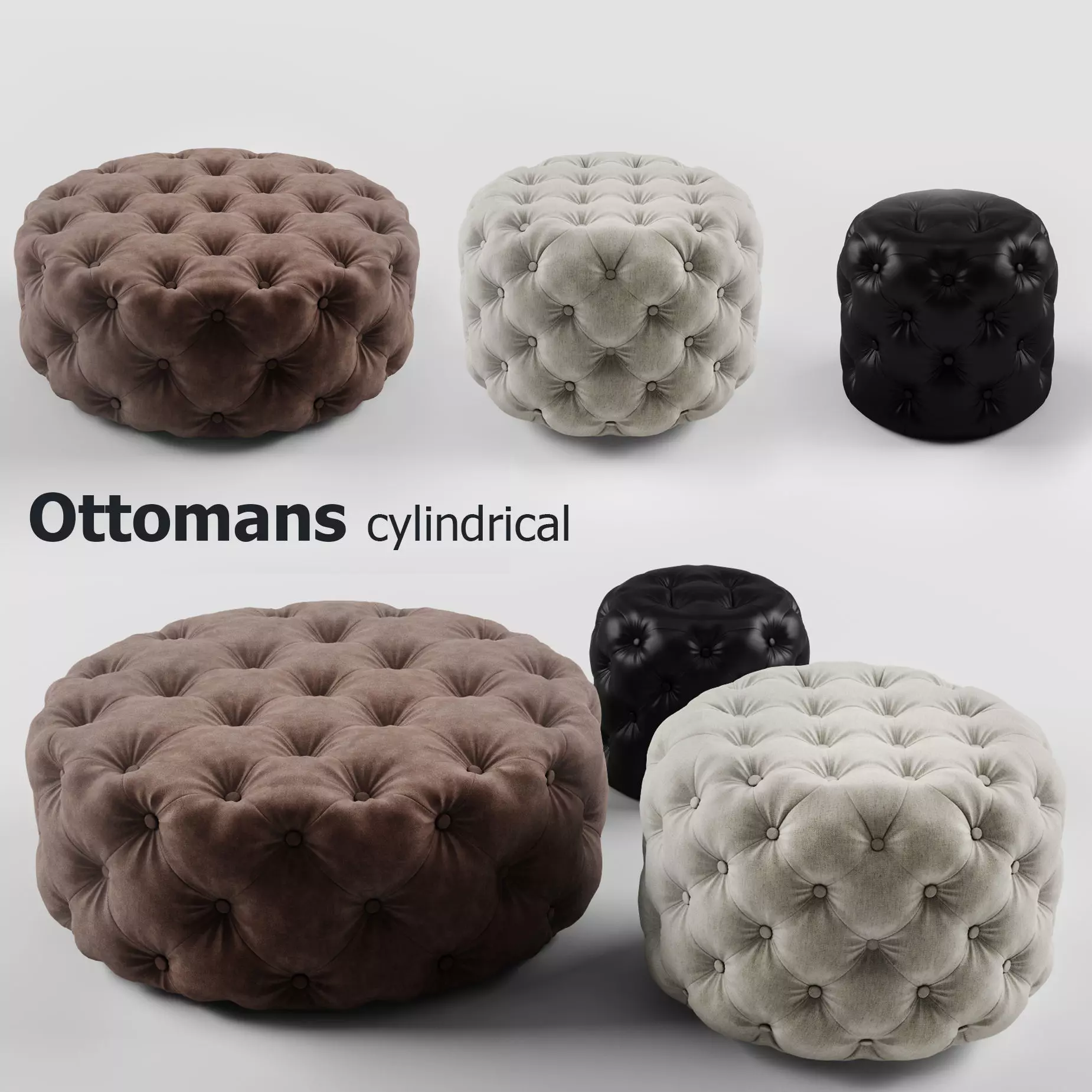 Ottomans cylindrical set 3D model