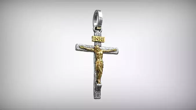 Jesus Christ Crucifixion Minimalist Christian Two Tone Cross