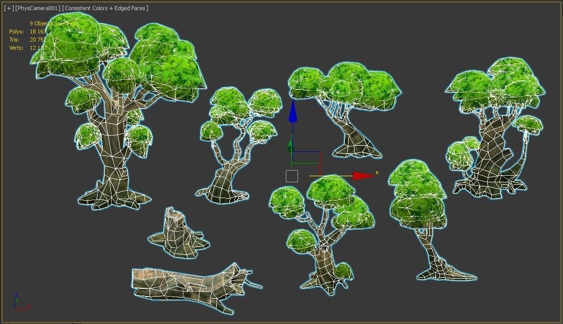 Low poly forest trees Low-poly 3D model_5
