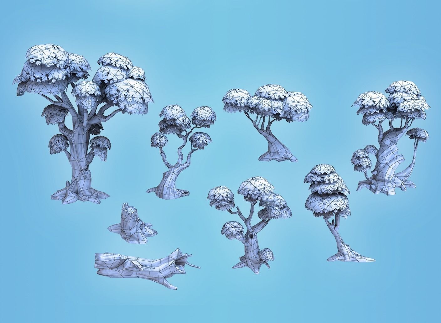 Low poly forest trees Low-poly 3D model_1