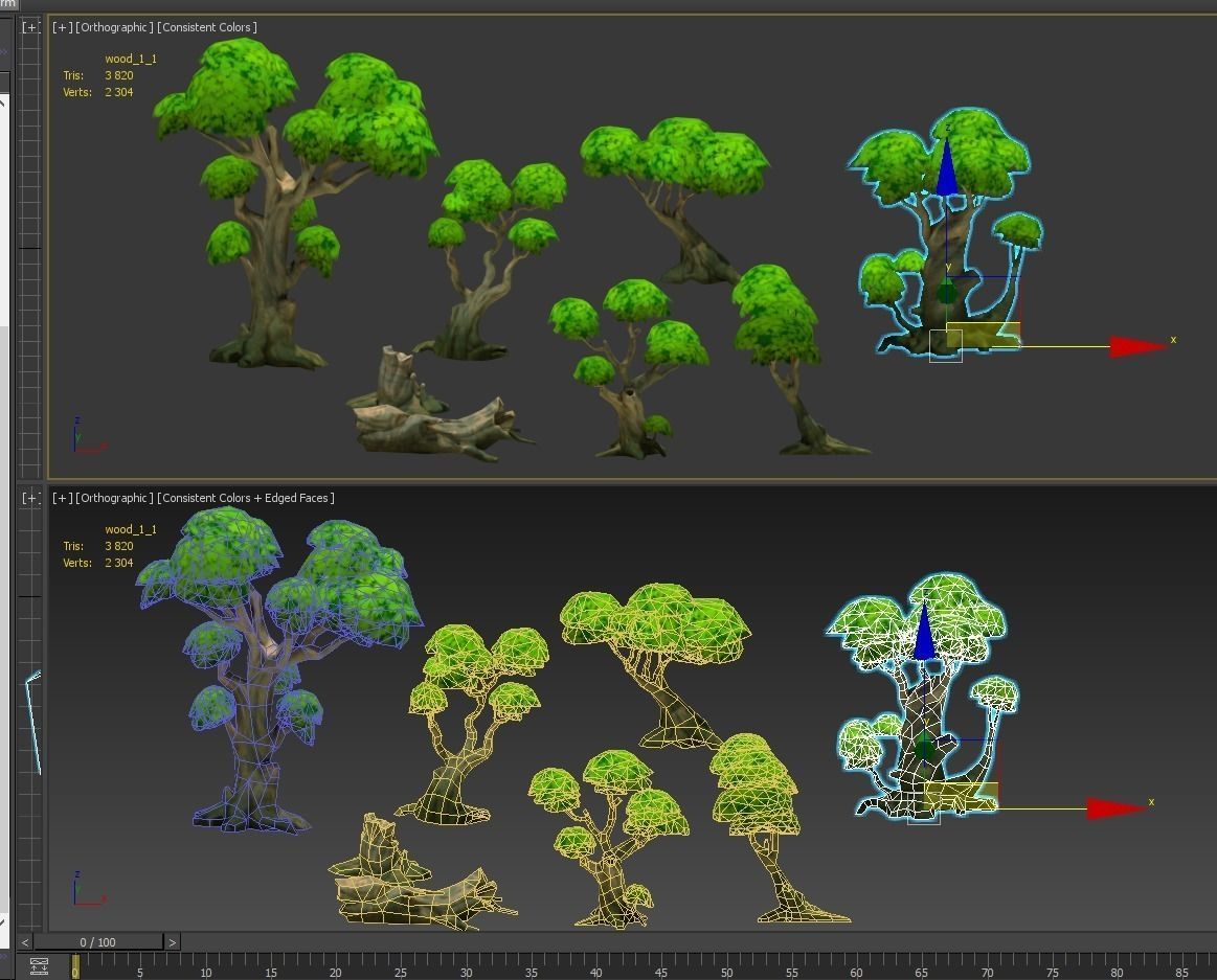 Low poly forest trees Low-poly 3D model_4