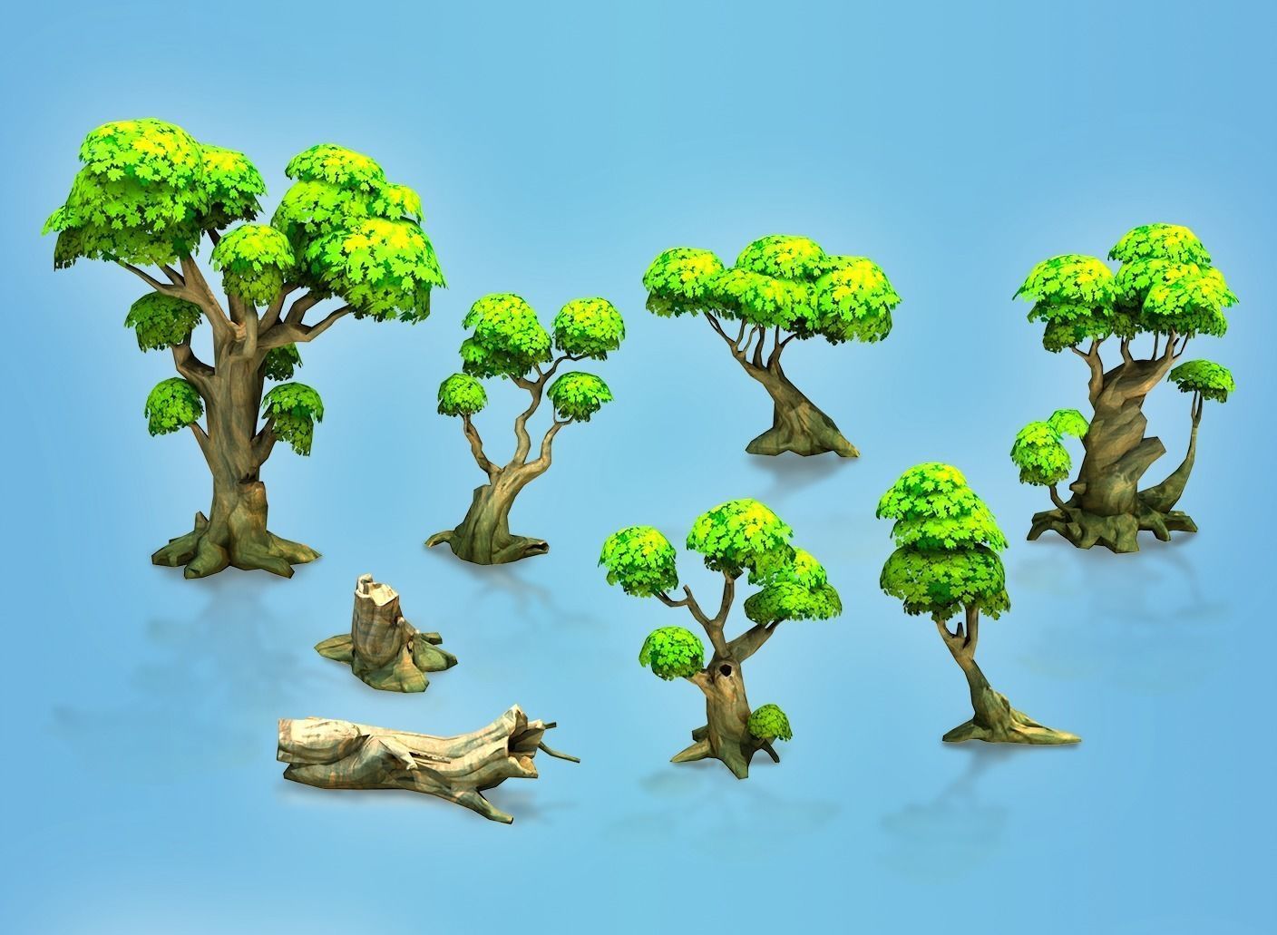 Low poly forest trees Low-poly 3D model_0