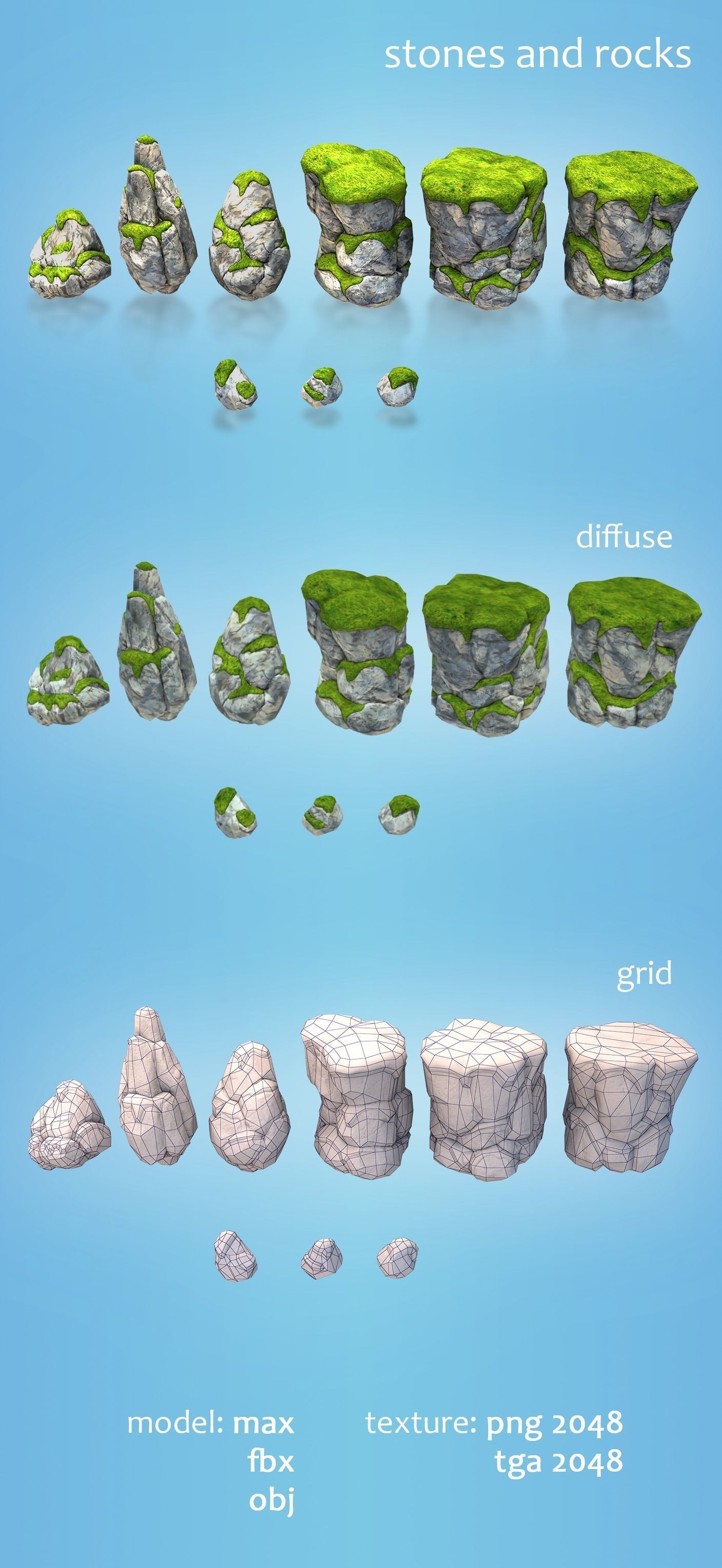 3D model Low poly stones and rocks VR / AR / low-poly rigged | CGTrader