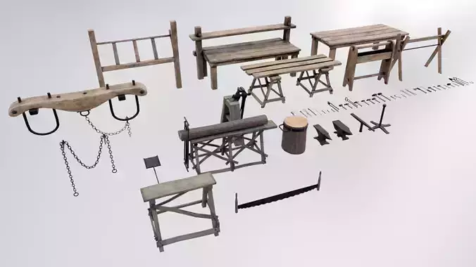 Blacksmith Tools Low-poly 3D model