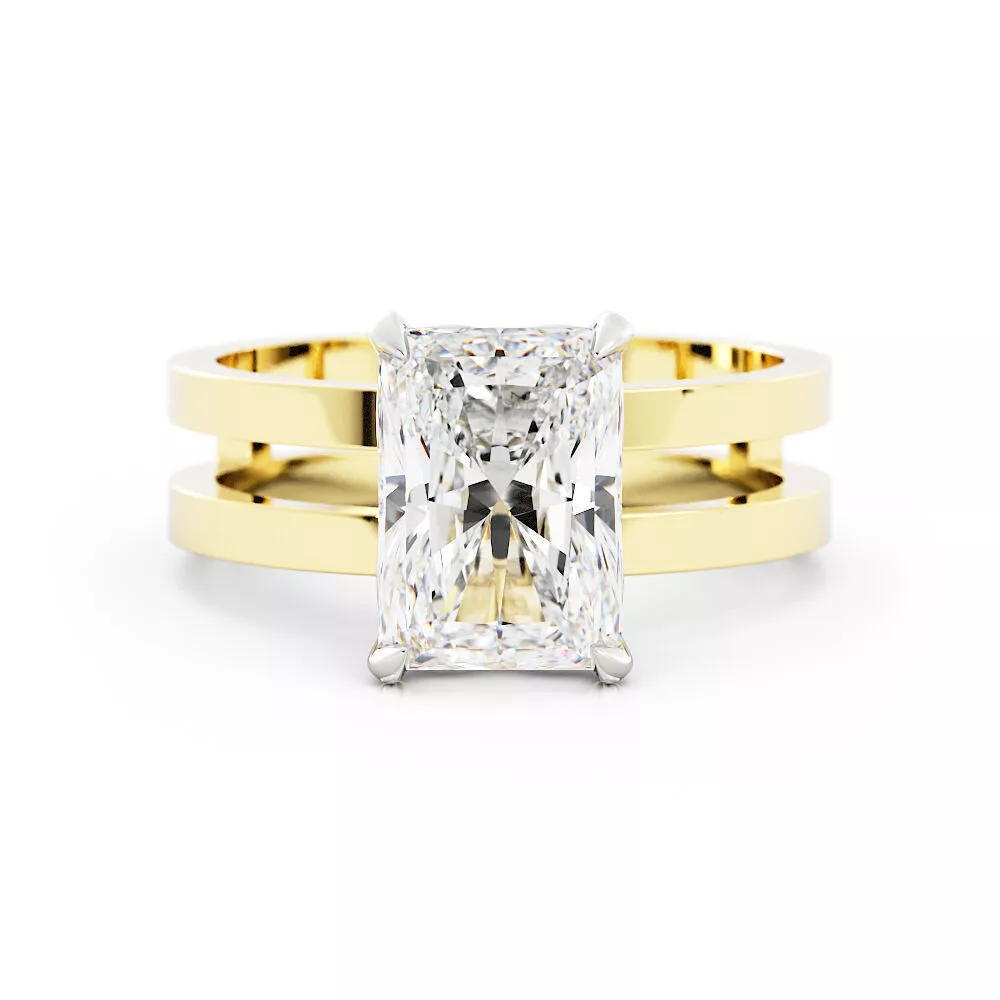 Radiant Solitaire with Double Flat Band 3DM 3D print model