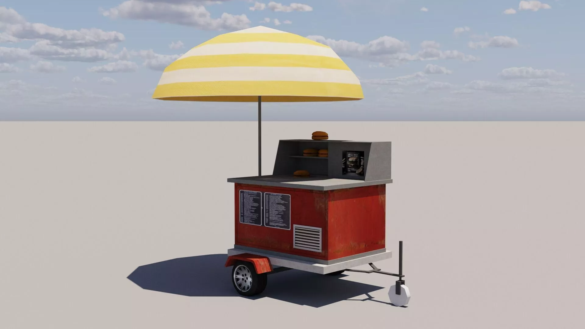 Hot dog Stand burger Low-poly 3D model