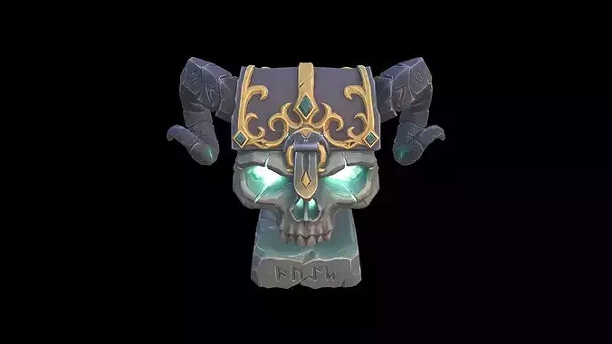 Low Poly Stylized Ghostly Skull Chest