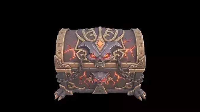 Low Poly Stylized Infernal Guardian Chest