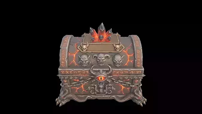 Low Poly Stylized Cursed Ember Chest