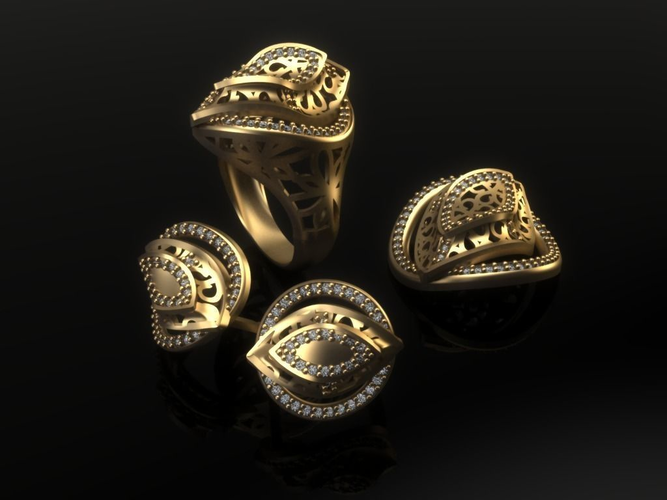 Mini Set 03 Jewellery Design Fashion Gold Ring Earring Pendant Mini Set 03 Jewellery Design Fashion Gold Ring Earring Pendant Model Stl M 1