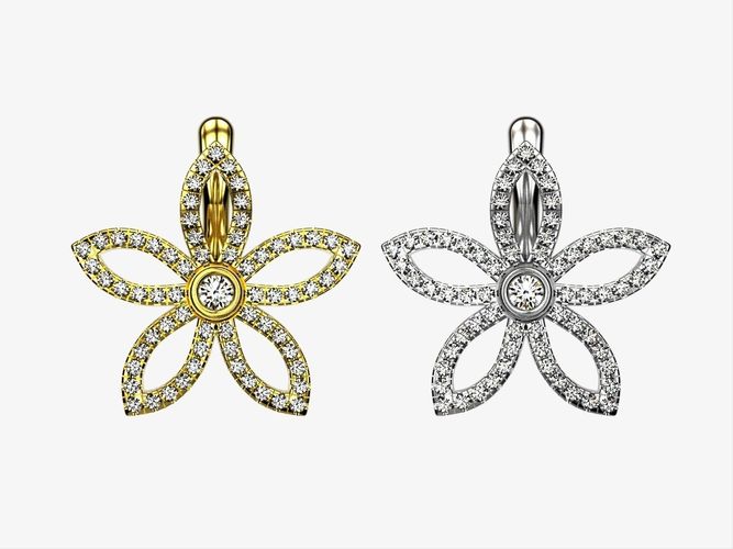 Beautiful flower earrings with patterns 3D print model
