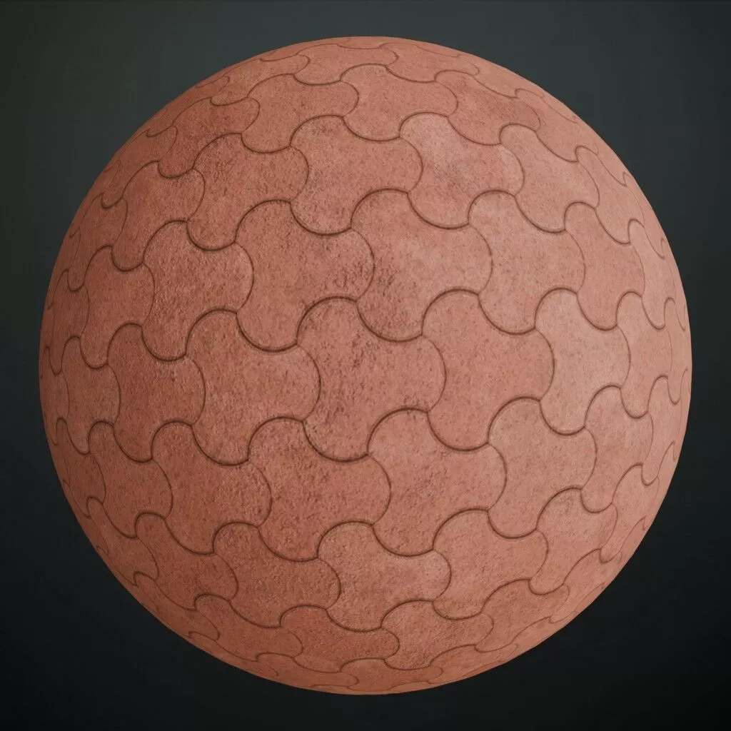 Realistic Interlocking Paver PBR Seamless Texture