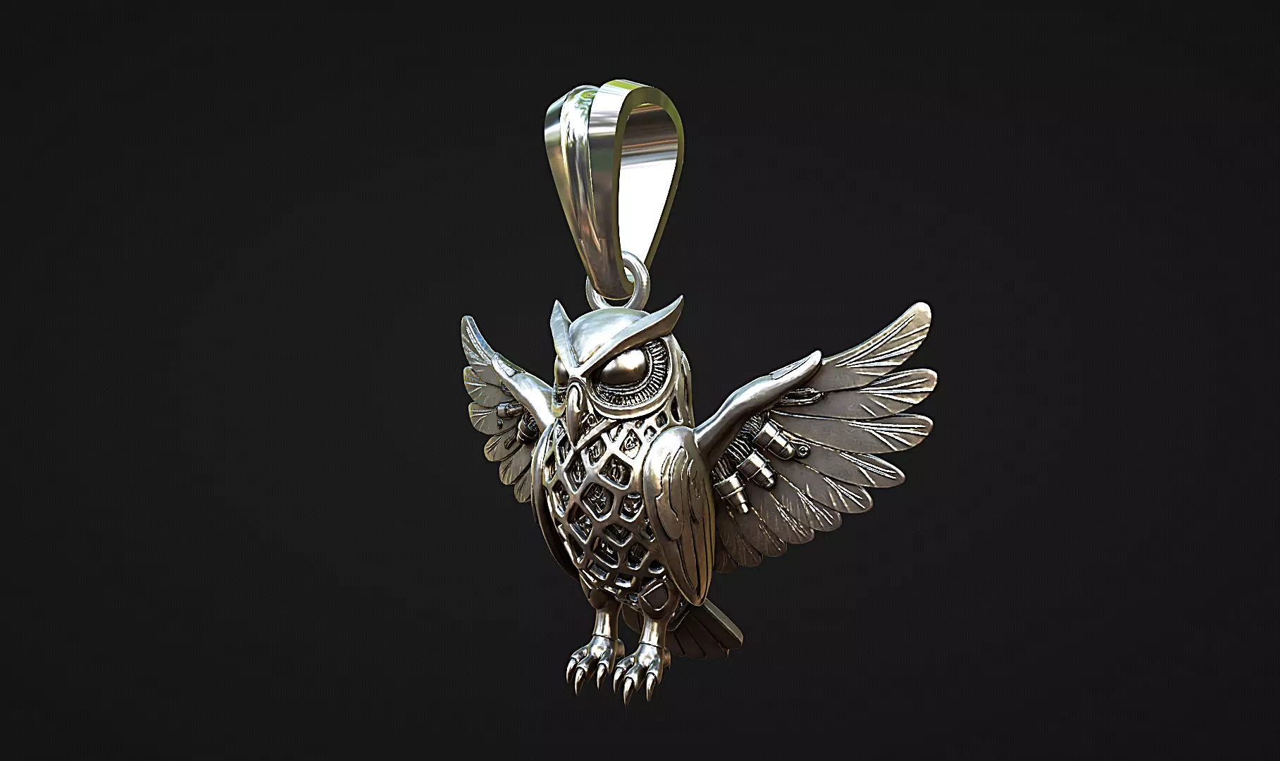 mechanical owl pendant Industrial arts 3D print model