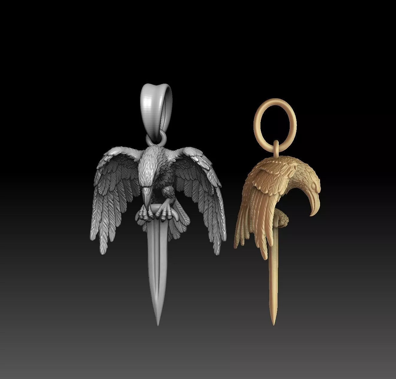 Raven Dagger - one inch pendant 3D print model