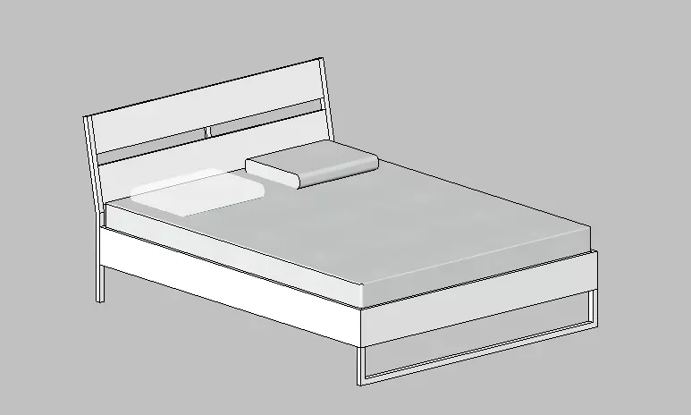Contemporary Bedroom Bed Set Low Poly BIM Asset 3D model