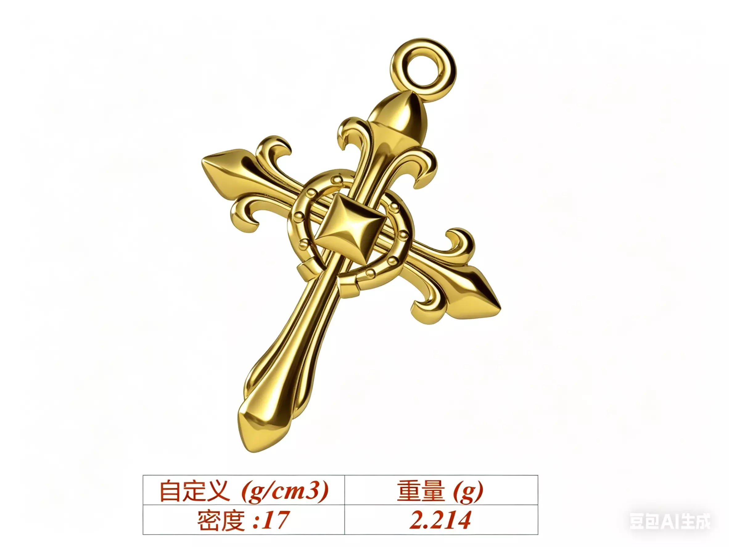 Sculpted Gold Cross Amulet 3D print model