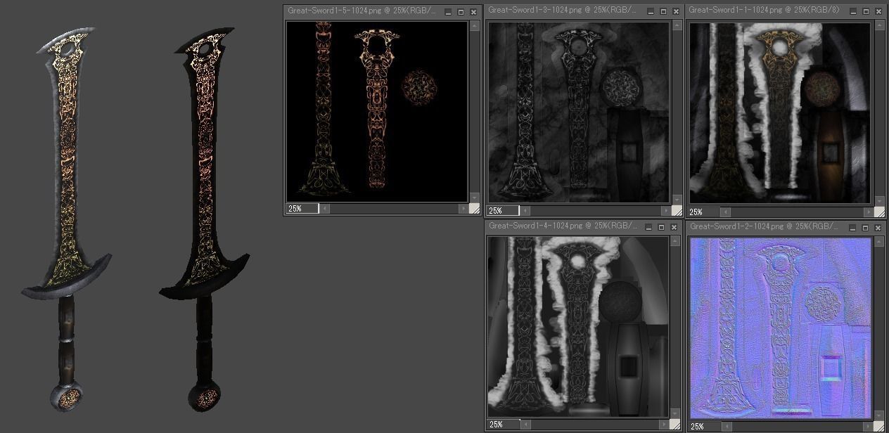 Great Sword1 Low-poly 3D model_3