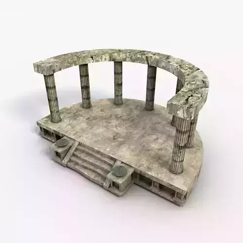 Low poly temple altar Low-poly 3D model