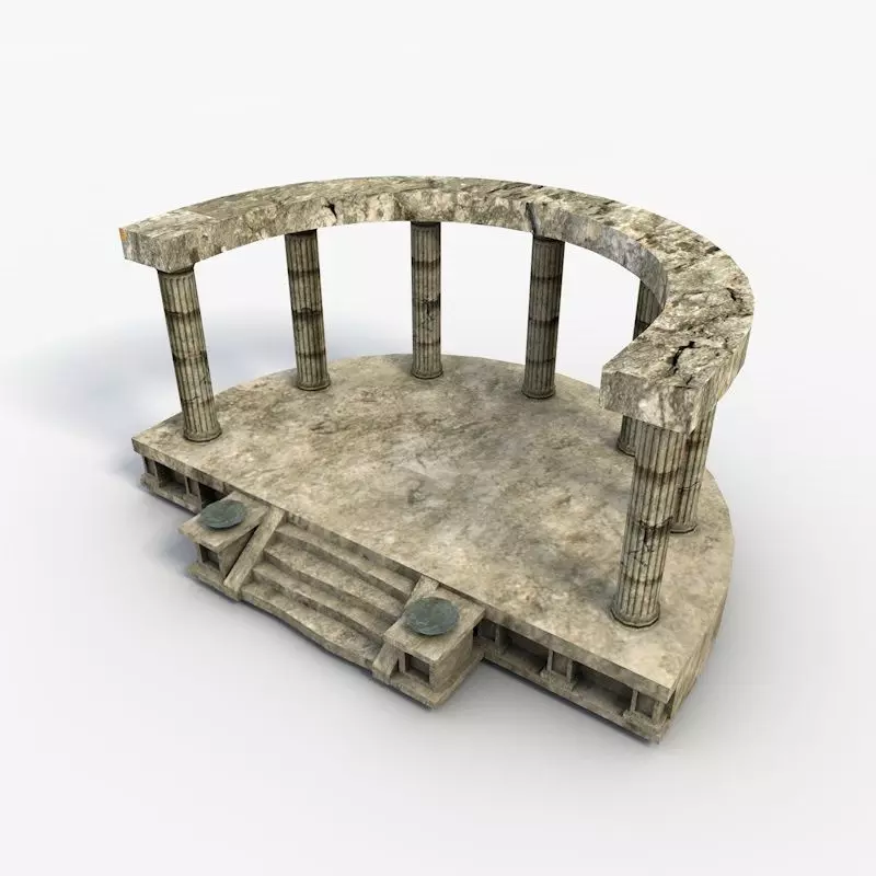 Low poly temple altar Low-poly 3D model_0