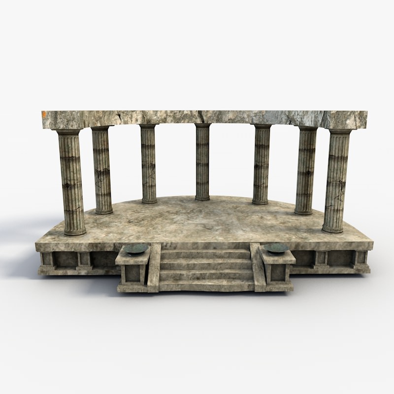 Low poly temple altar Low-poly 3D model_5
