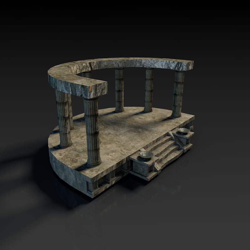 Low poly temple altar Low-poly 3D model_6