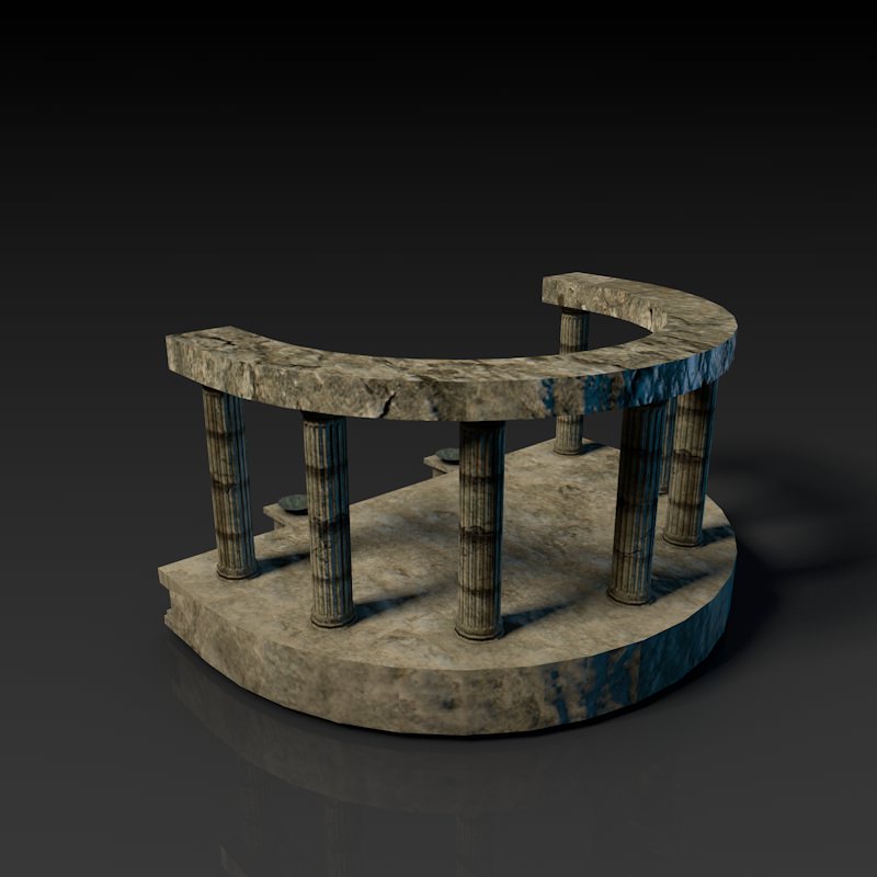 Low poly temple altar Low-poly 3D model_1