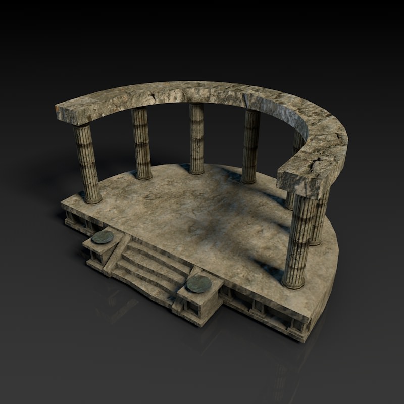 Low poly temple altar Low-poly 3D model_2