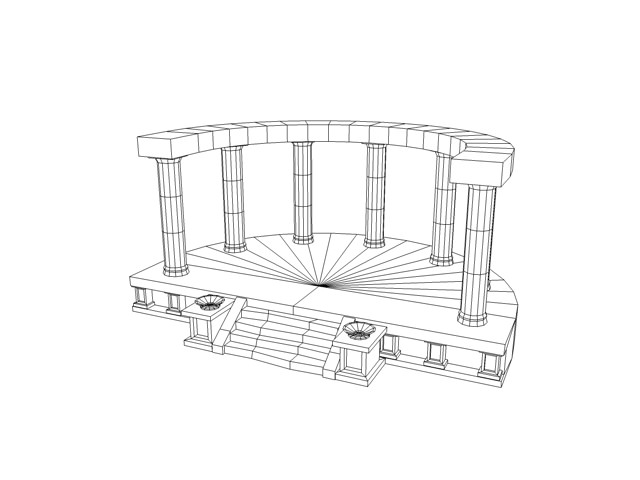 Low poly temple altar Low-poly 3D model_4