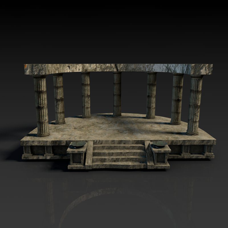 Low poly temple altar Low-poly 3D model_3