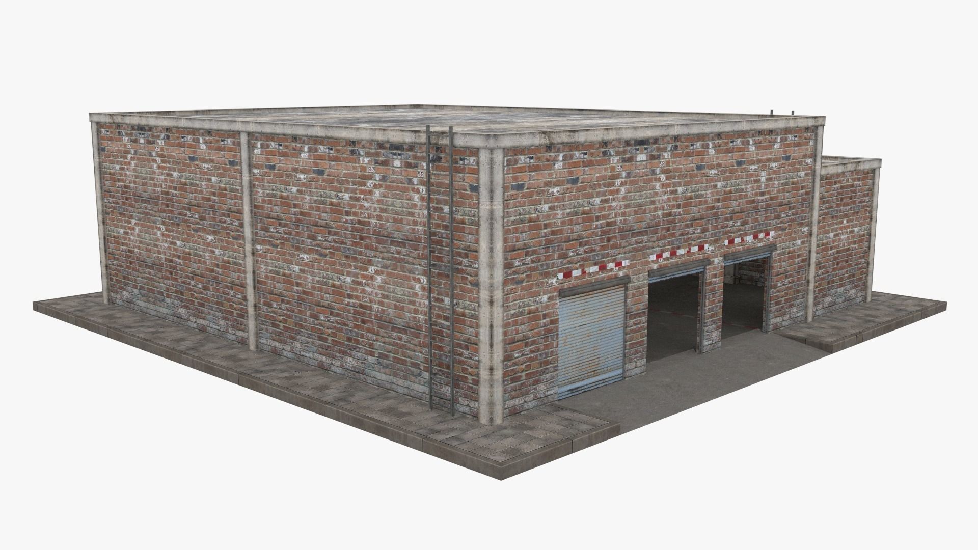 Garage Building Low-poly 3D model_3