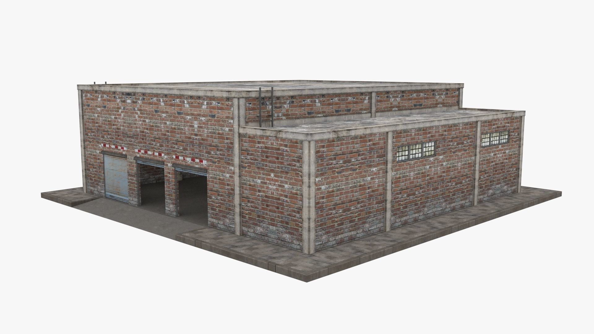 Garage Building Low-poly 3D model_0