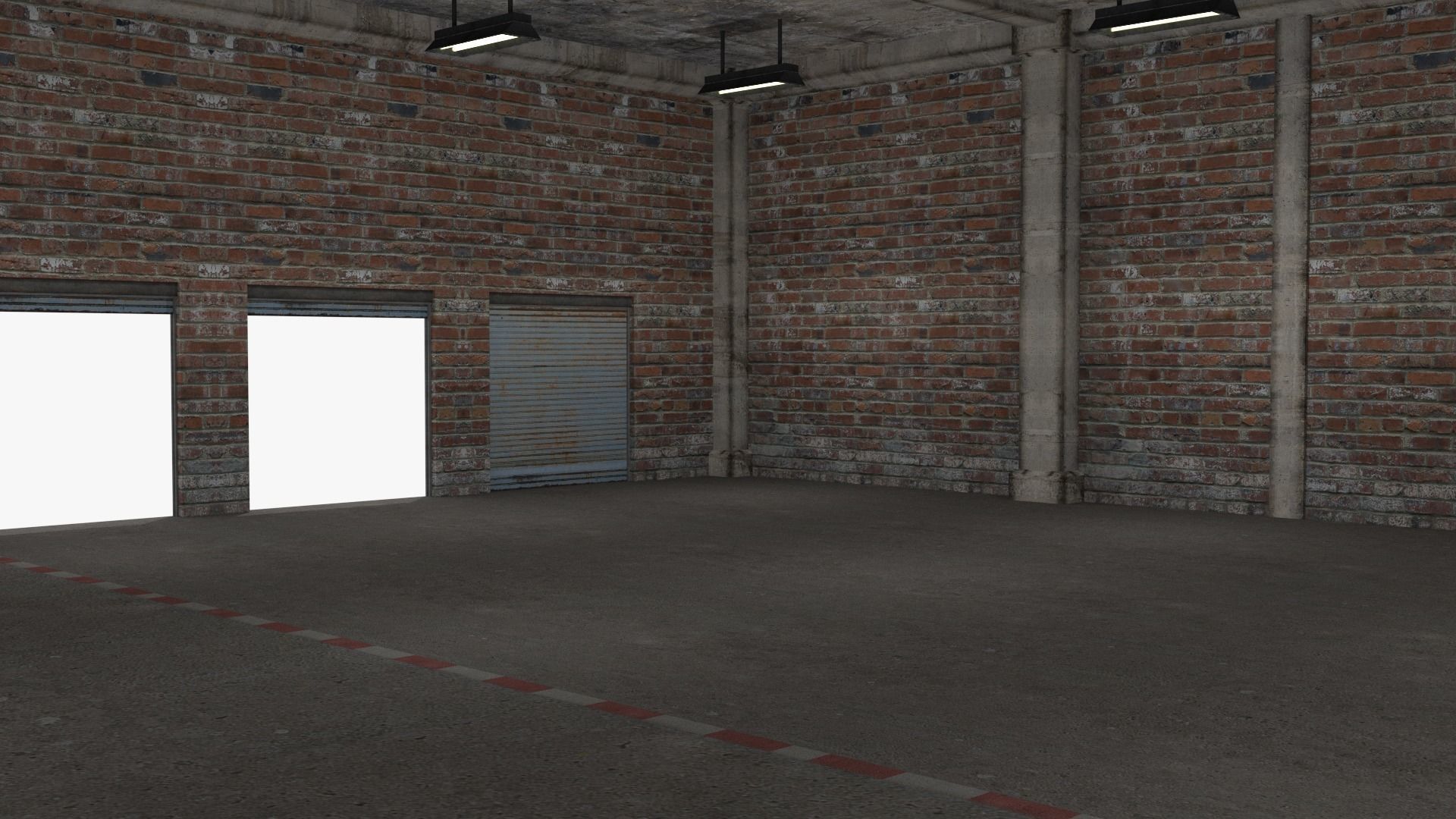 Garage Building Low-poly 3D model_6