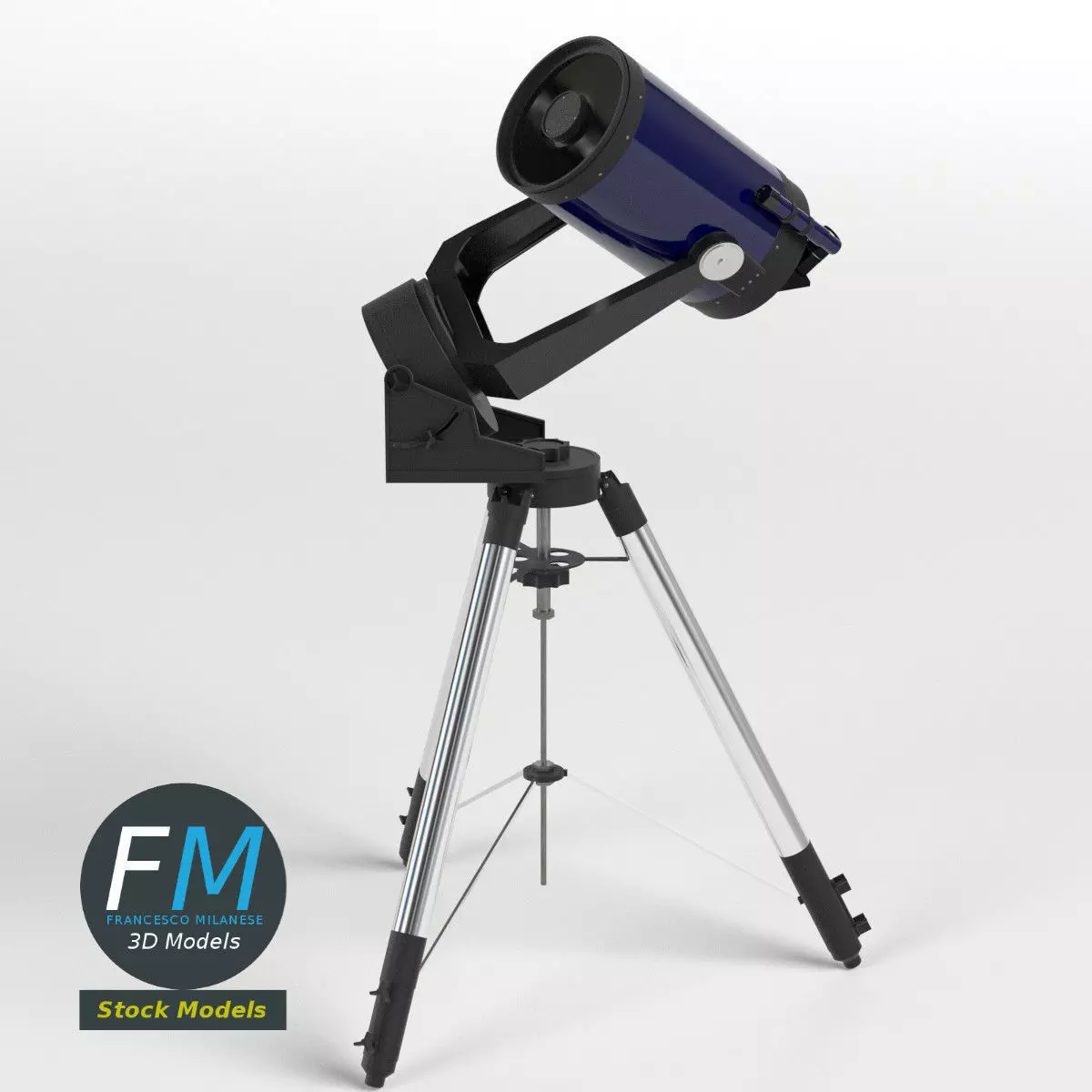 Telescope on tripod 3D model_0