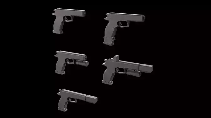 Stylized Low Poly SigSauer-5 Variations Game Ready