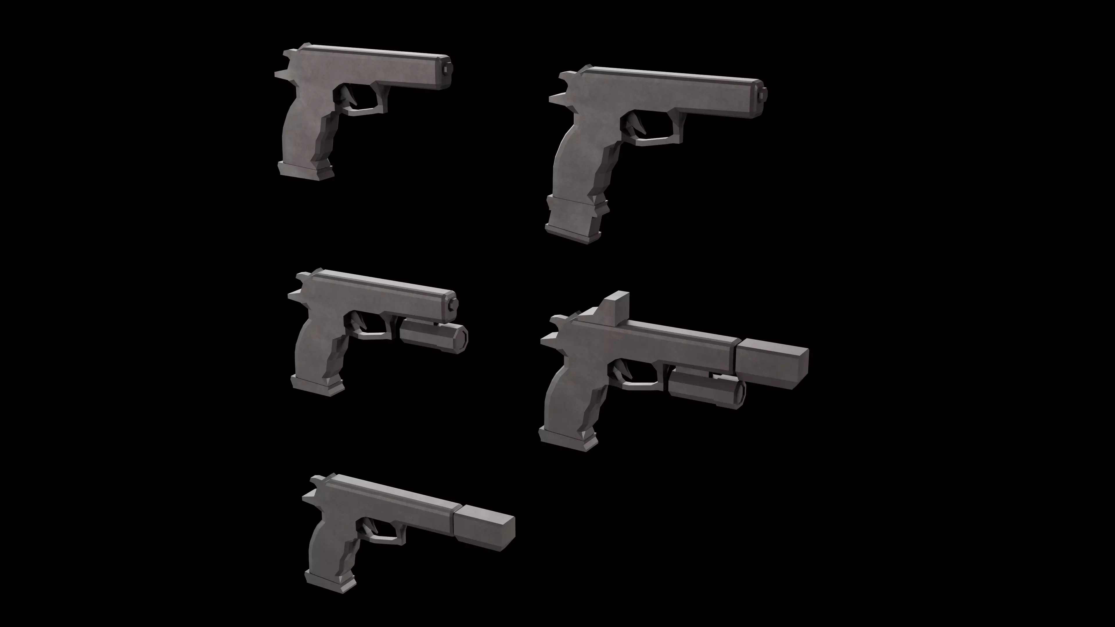 Stylized Low Poly SigSauer-5 Variations Game Ready Low-poly 3D model