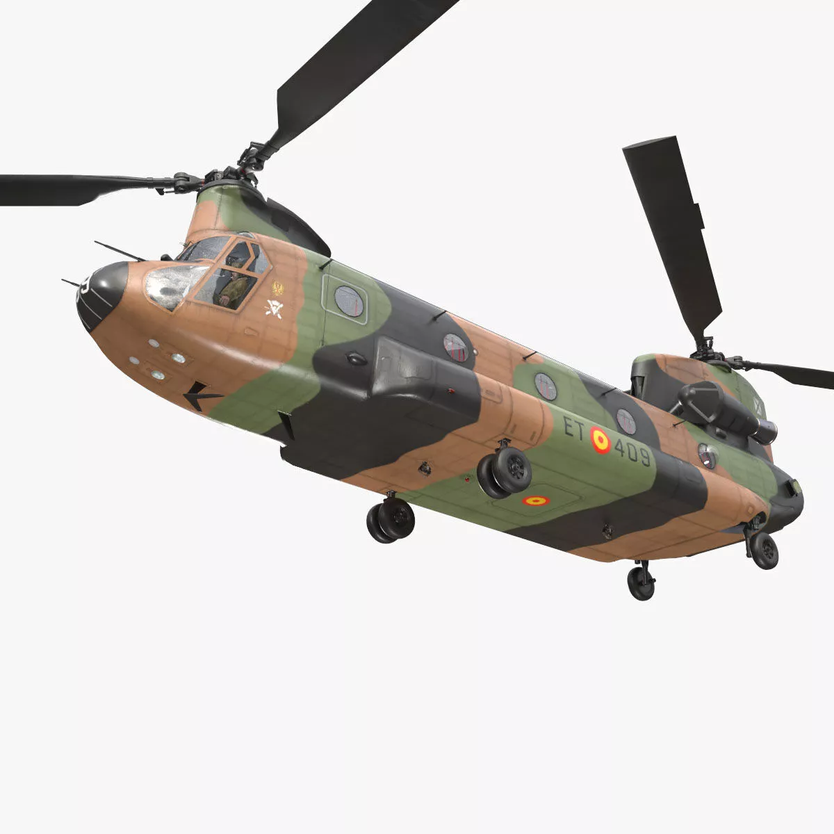 Helicopter CH-47D Chinook Spanish Army Basic Animation --20-- Low-poly 3D model