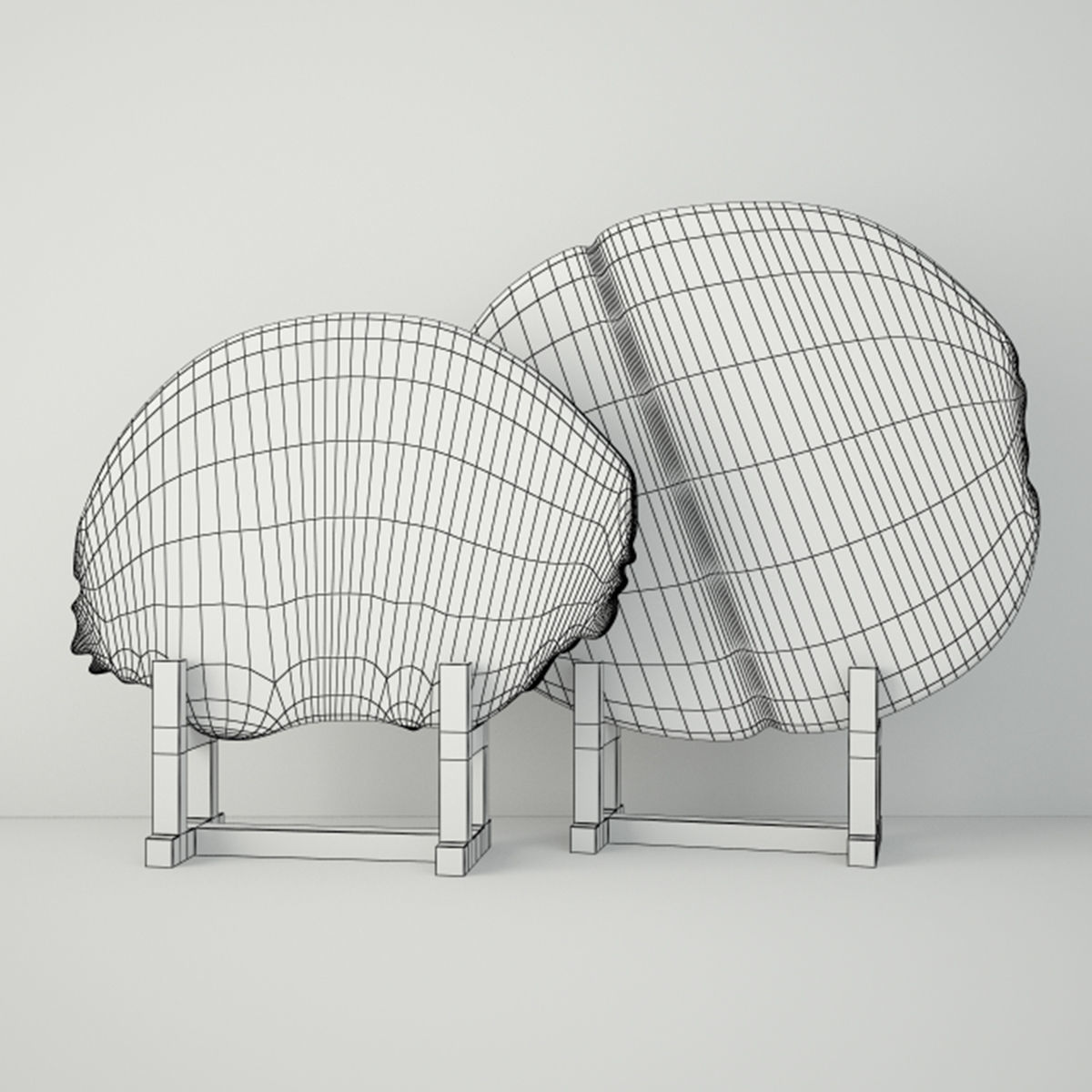 White Petrified Wood Slices 3D model_2