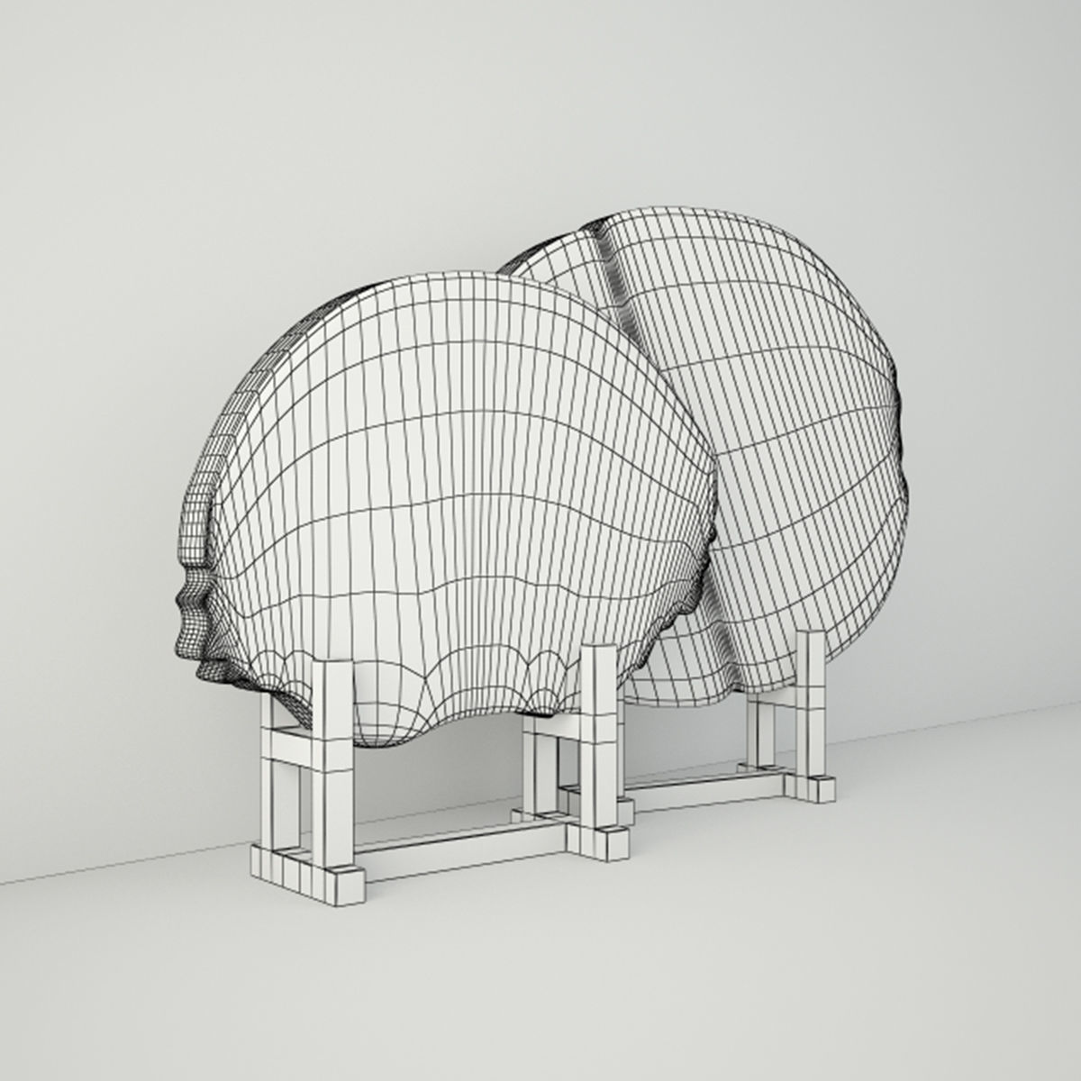 White Petrified Wood Slices 3D model_4