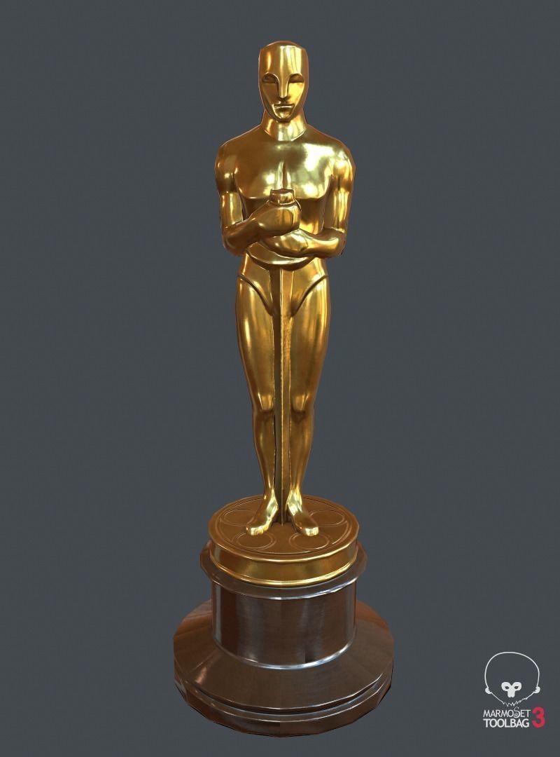 Oscar statuette PBR Game Ready Low-poly 3D model_3