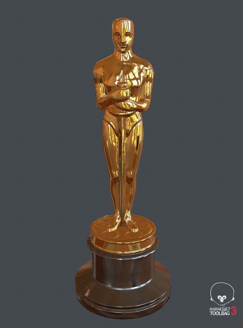 Oscar statuette PBR Game Ready Low-poly 3D model_2