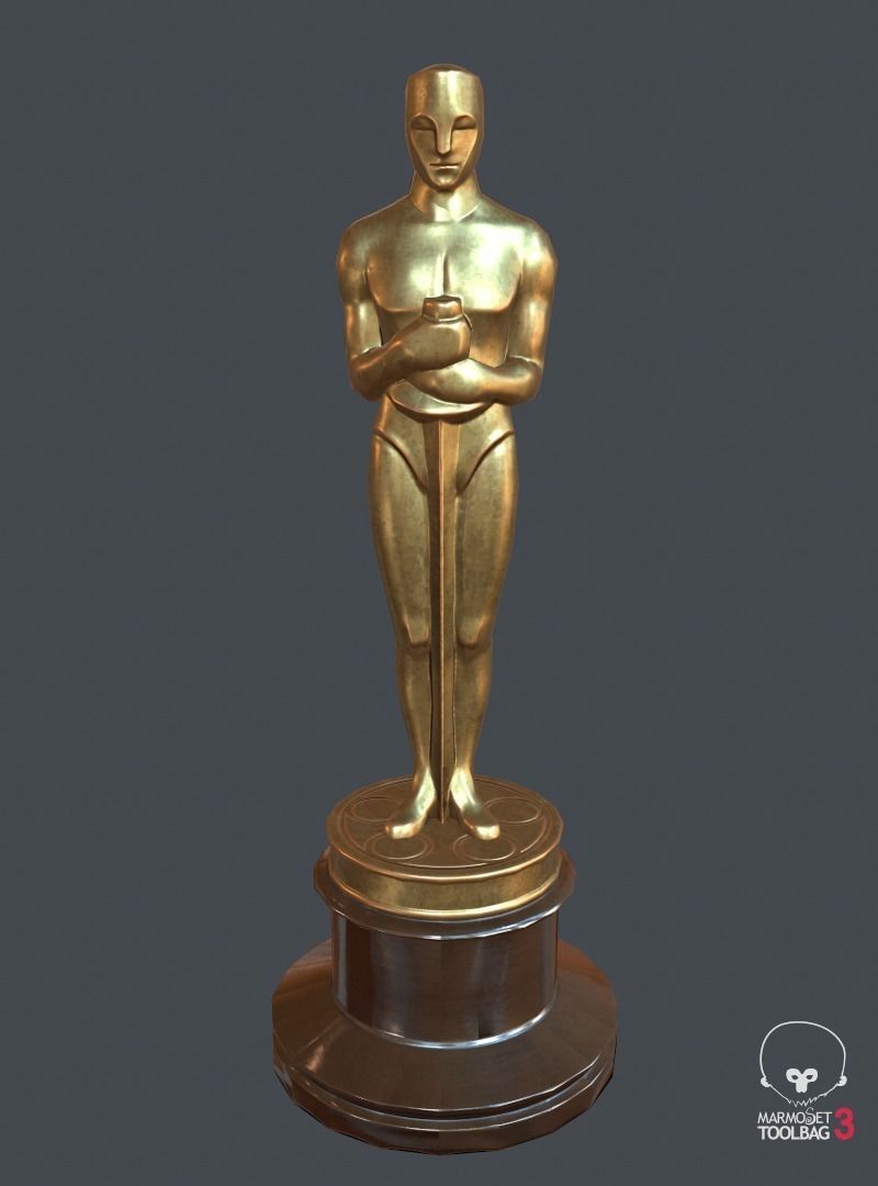 Oscar statuette PBR Game Ready Low-poly 3D model_1