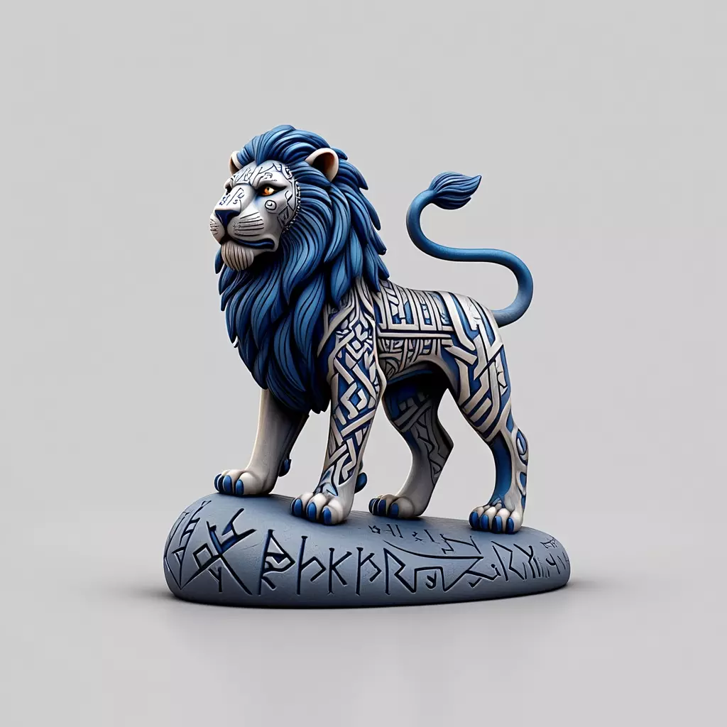 4076 Laughing Lion with Majestic Mane Color Totem STL 3D print model