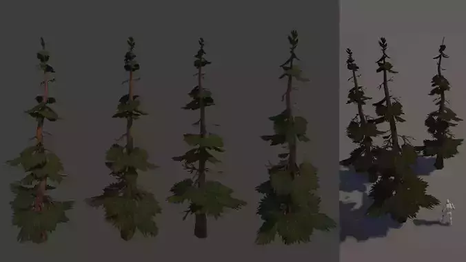 Stylized Handpainted Pine Tree Low-poly 3D model