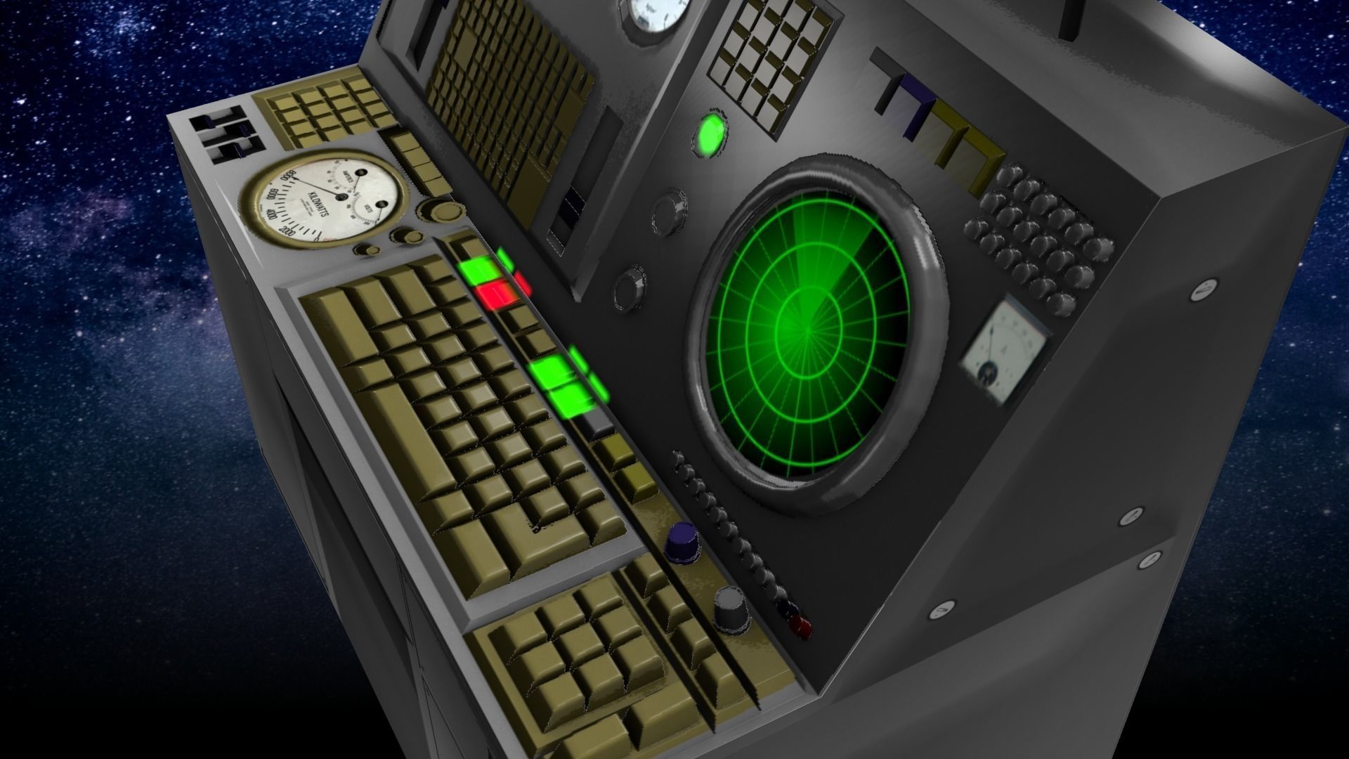 Game-Ready 1950s Mainframe Computer System Low-poly 3D model_2