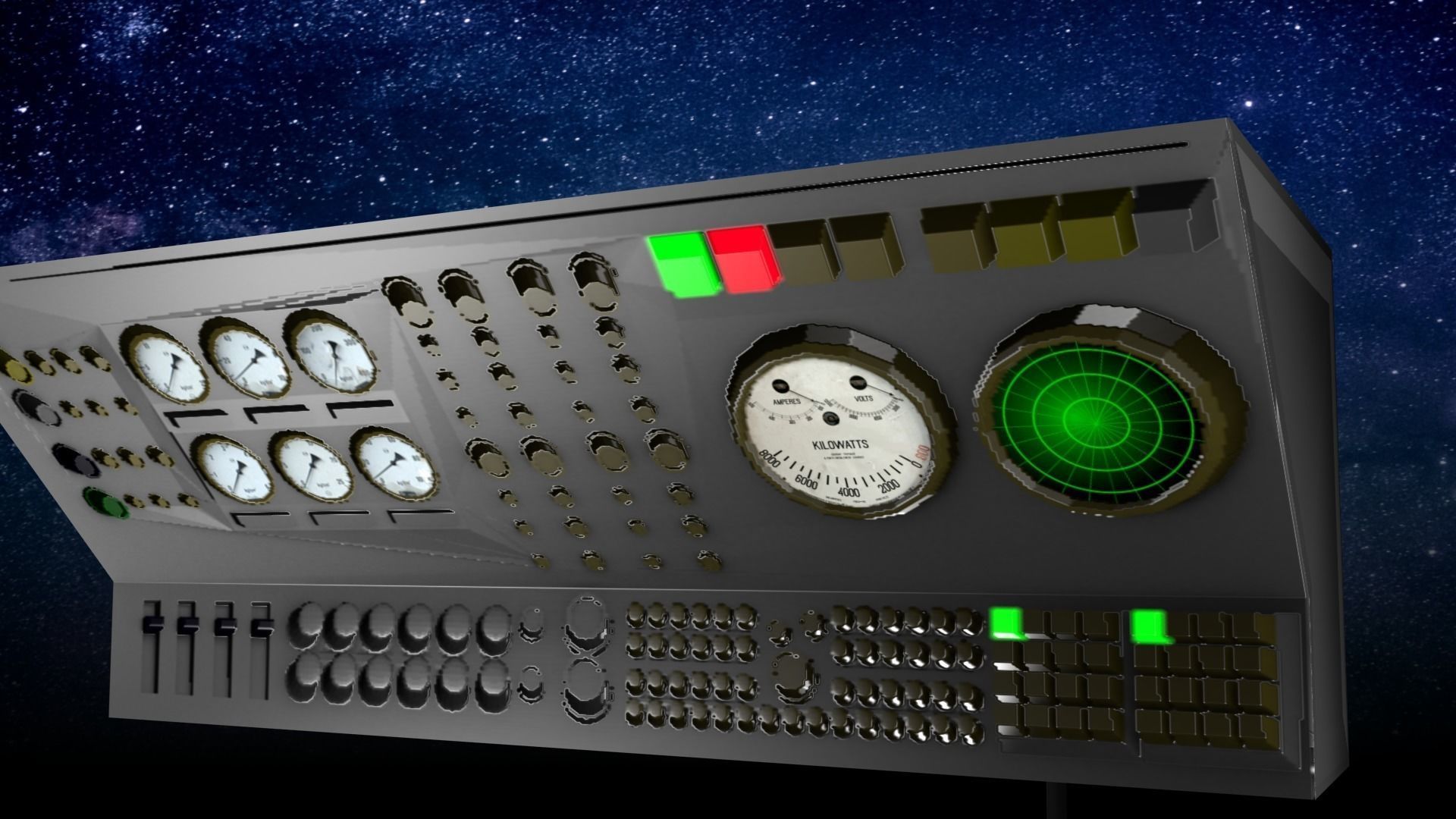 Game-Ready 1950s Mainframe Computer System Low-poly 3D model_4