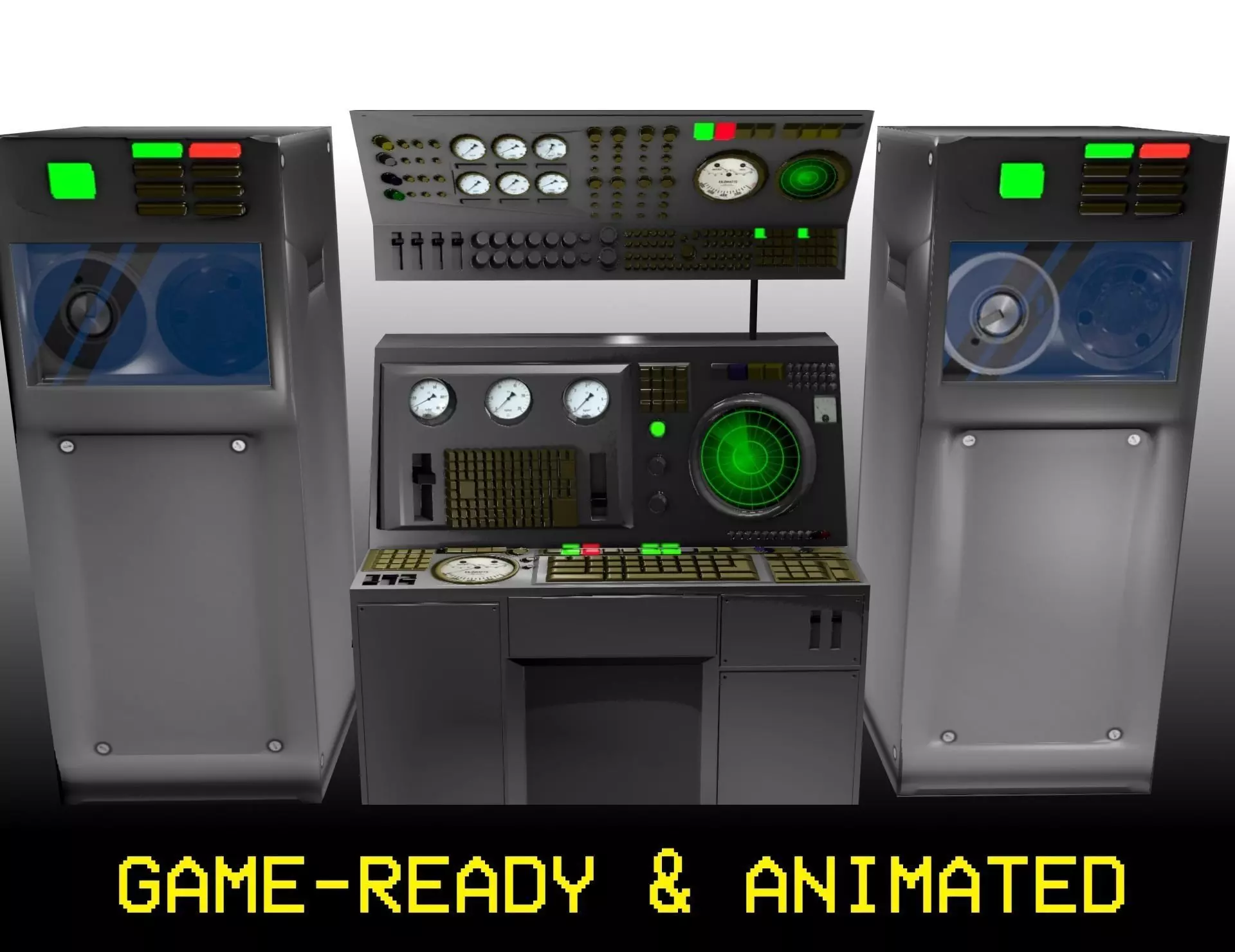 Game-Ready 1950s Mainframe Computer System Low-poly 3D model