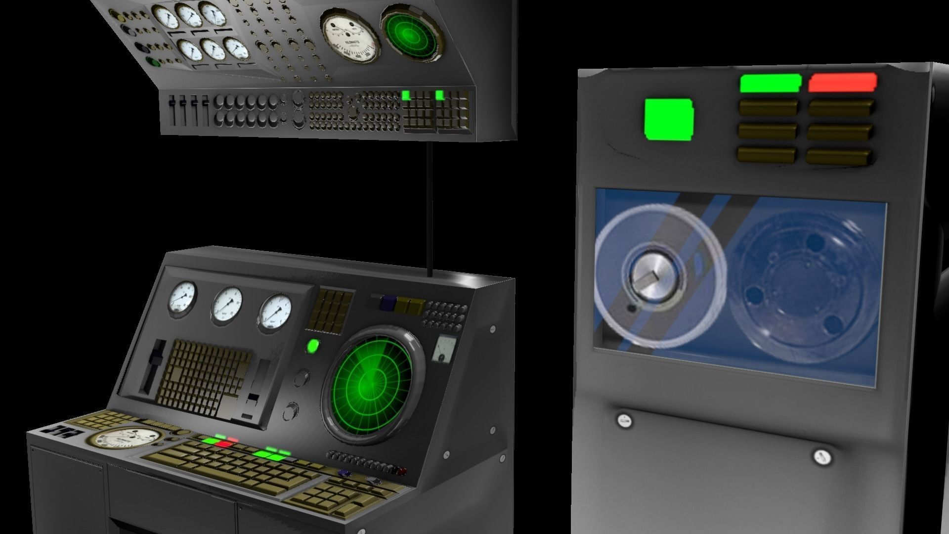 Game-Ready 1950s Mainframe Computer System Low-poly 3D model_6