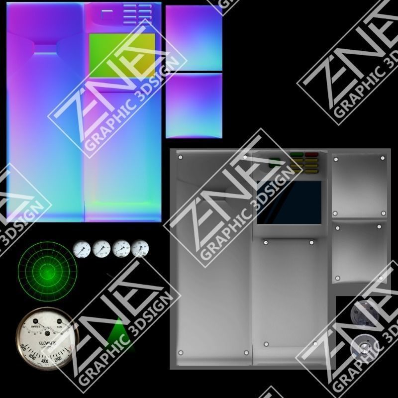 Game-Ready 1950s Mainframe Computer System Low-poly 3D model_13